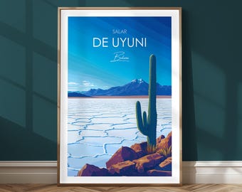 Salar de Uyuni Bolivia Poster Print Salt Lake Landscape | Reflective Expanse Art | Natural Wonders of South America Wall Art