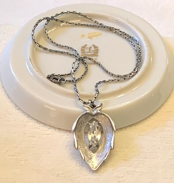 Vintage Sarah Coventry Crystal Navette Silver Tone And Clear - Sarah Coventry Pendant Vintage Sarah Coventry Crystal Navette Silver Tone And Clear - Sarah Coventry Pendant
