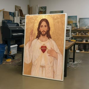 Sacred Heart of Jesus Canvas, Religious Christian Wall Art, Faith Spiritual Canvas Decoration, Inspirational Home Decor, Divine Heart