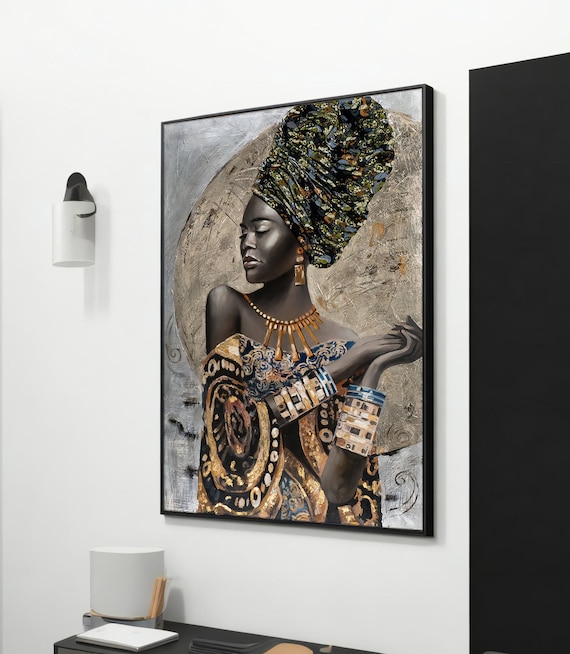 DANA QUEEN ゼブラ アート額縁付き African Queen: Convergence of Traditional and Modern Elegance