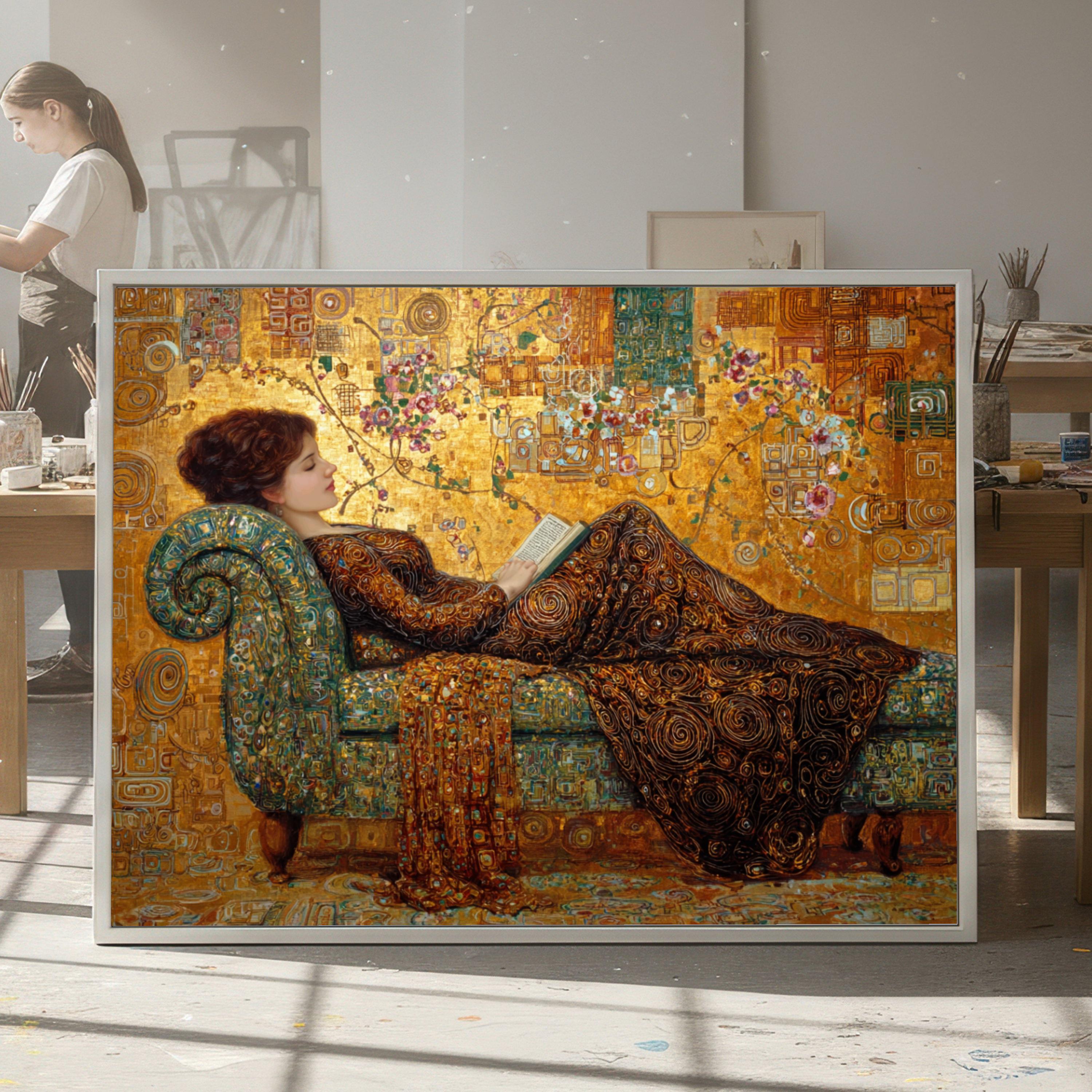 Gustav Klimt Reclining Woman Canvas, Art Nouveau Wall Art, Elegant ...