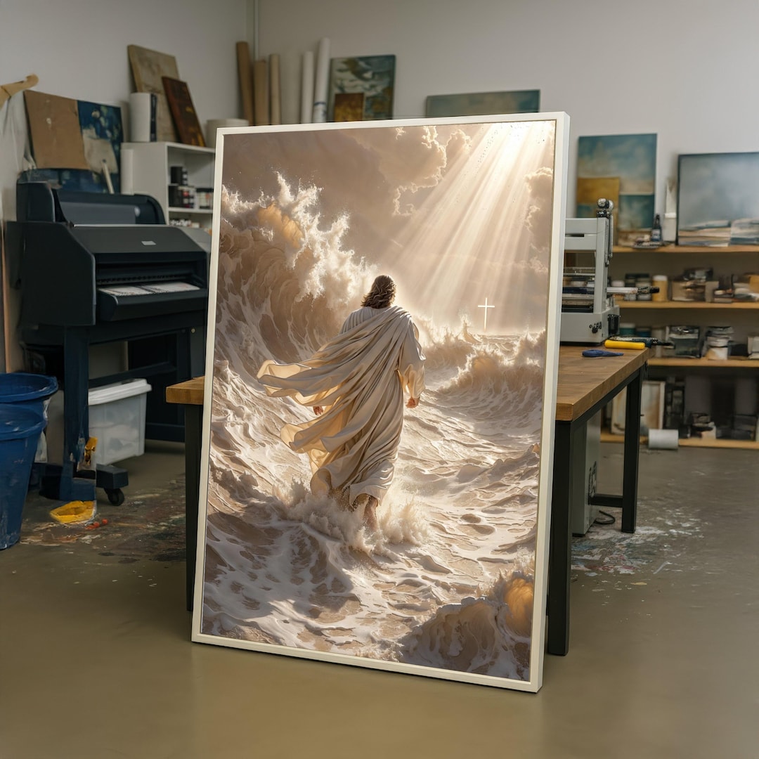 Jesus Walking on Water Canvas, Spiritual Christian Wall Art ...