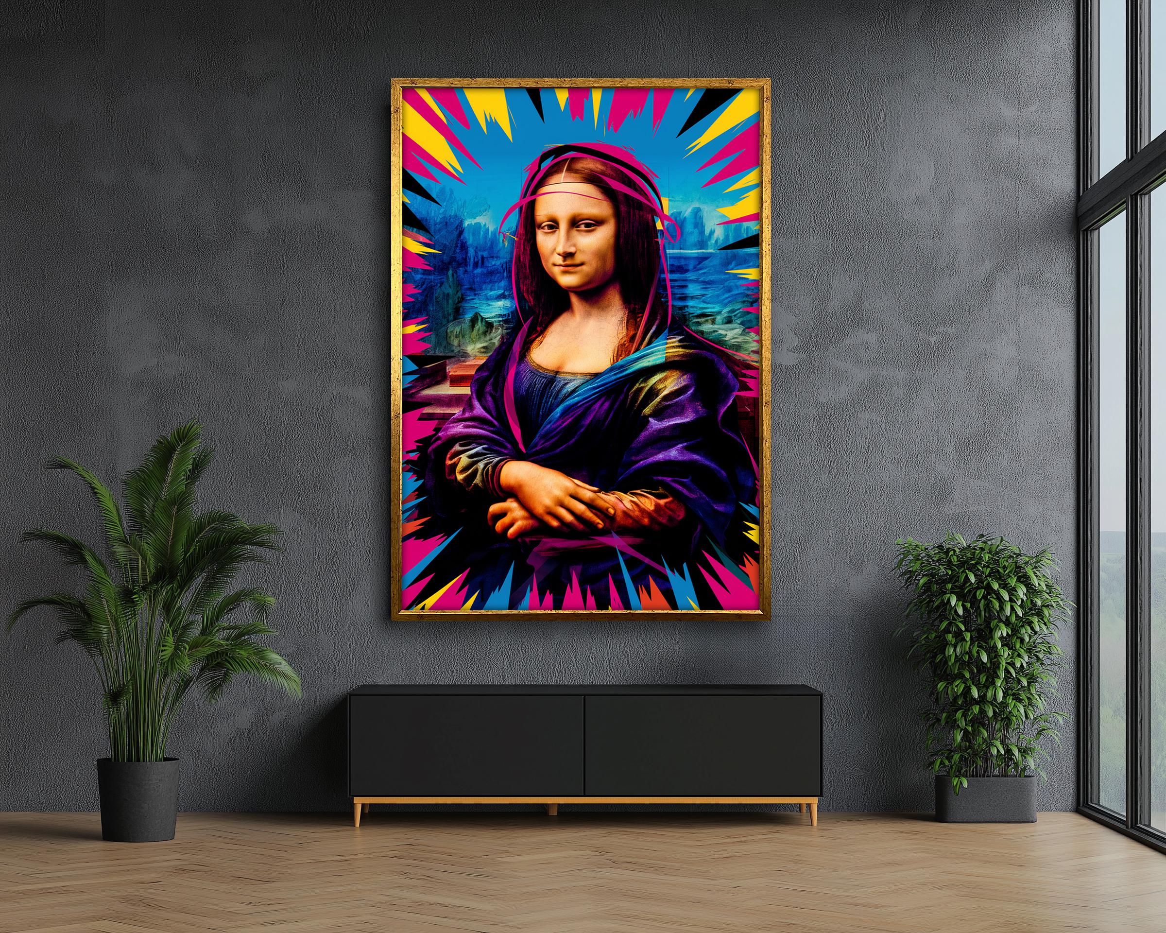 鮮やかなポップアートのモナリザキャンバス絵画 - ユニークでモダンな