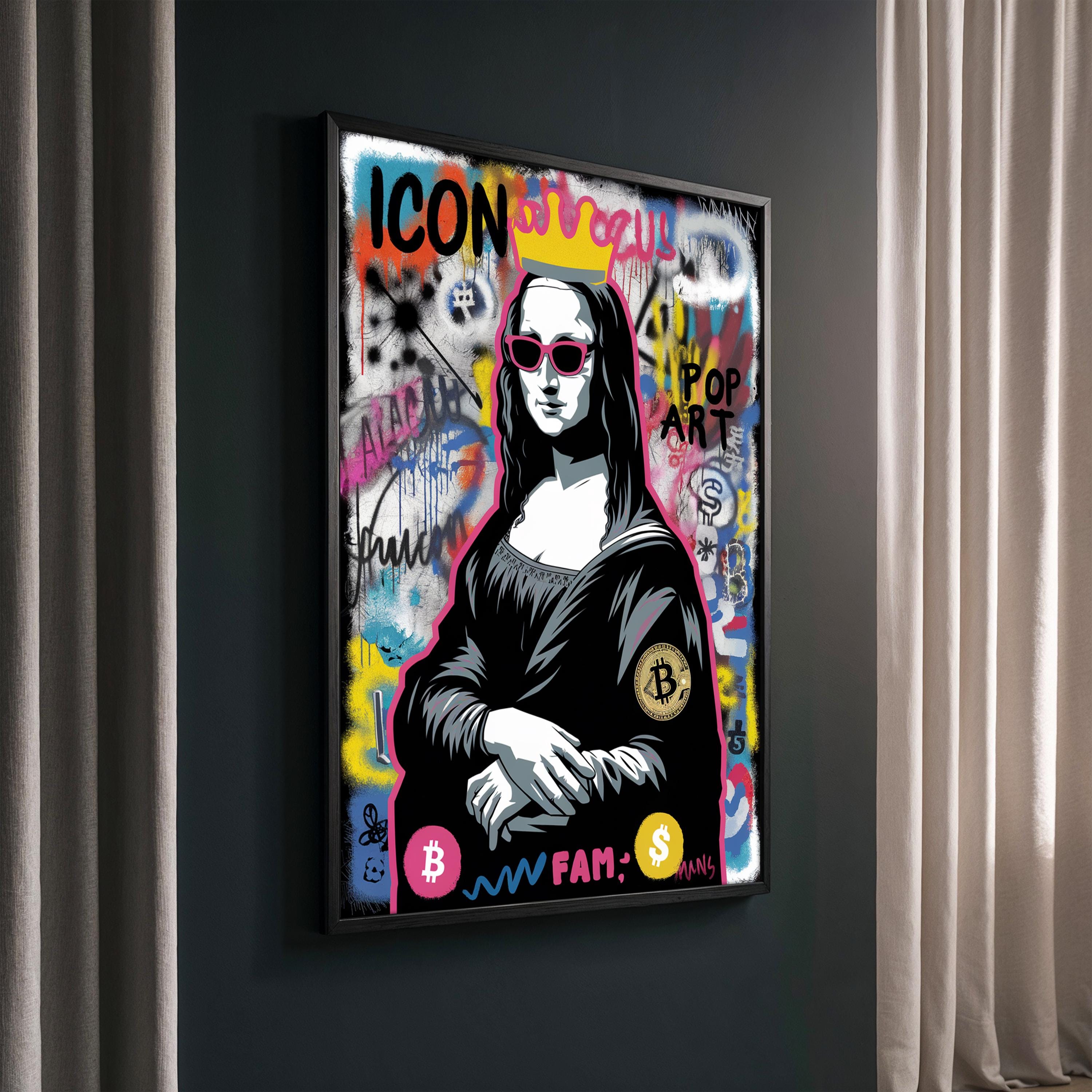 モナリザ ビットコイン ポップアート キャンバス絵画ギフト – モダンな