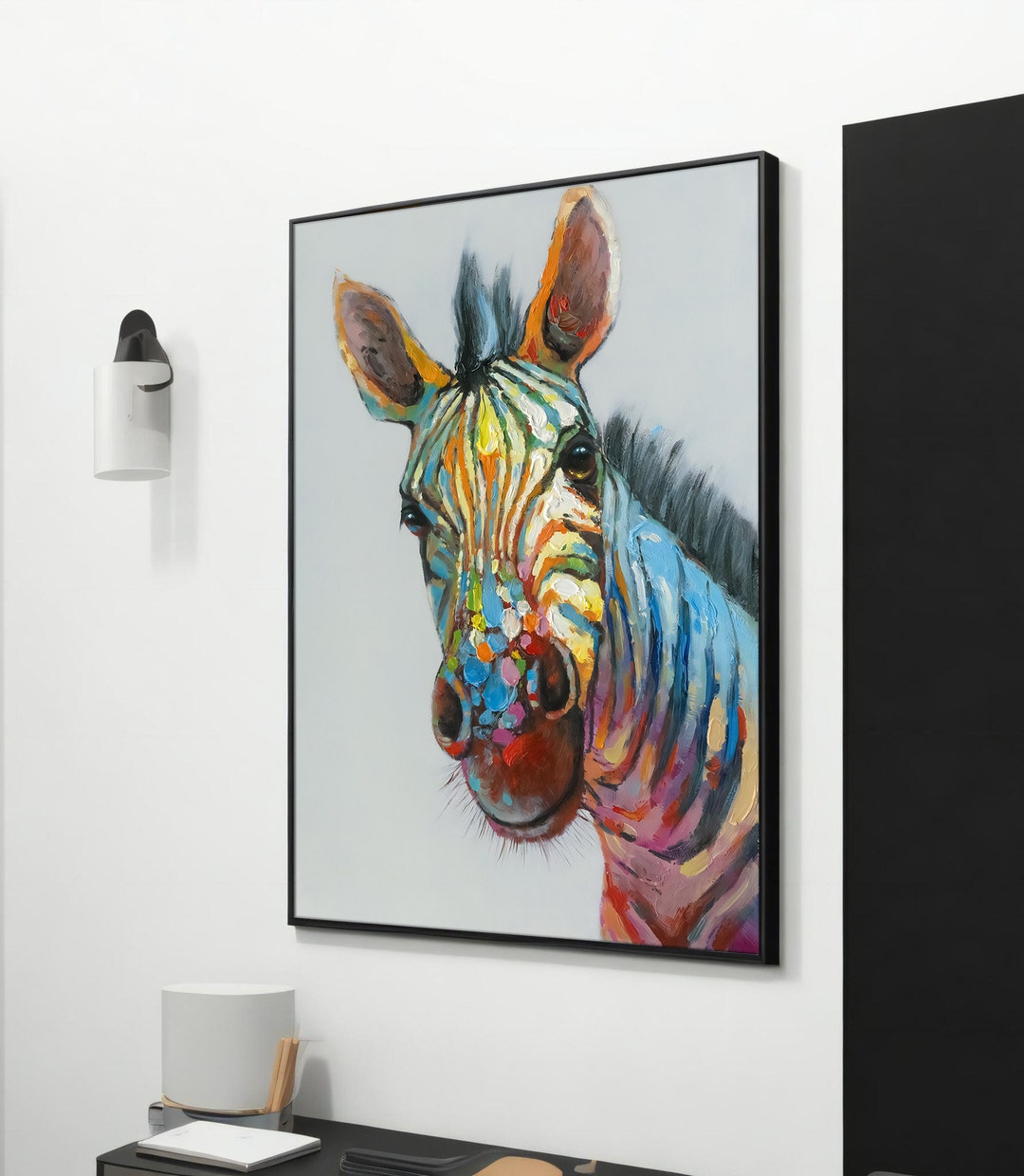 Dance of Colors: Flashy Zebra - Vibrant Animal Canvas Art for Home
