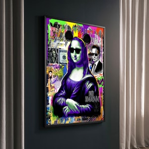 Mona Lisa Graffiti Pop Art Canvas Painting Gift – Bold and Colorful Street Art for Modern Home Decor, Perfect Gift for Art Lovers