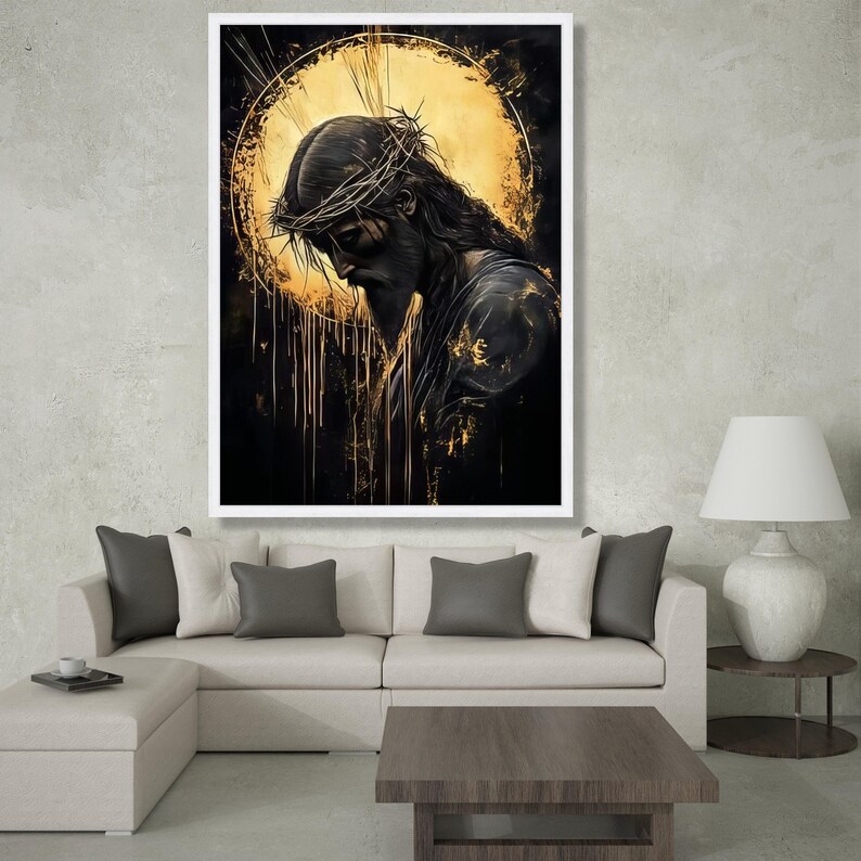 Jesus Christ With Crown of Thorns Canvas, Religious Wall Art, Christian ...