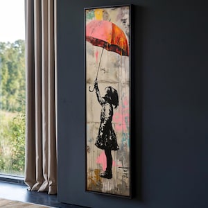 Vibrant Street Art Canvas Painting, Urban Graffiti Boy Artwork