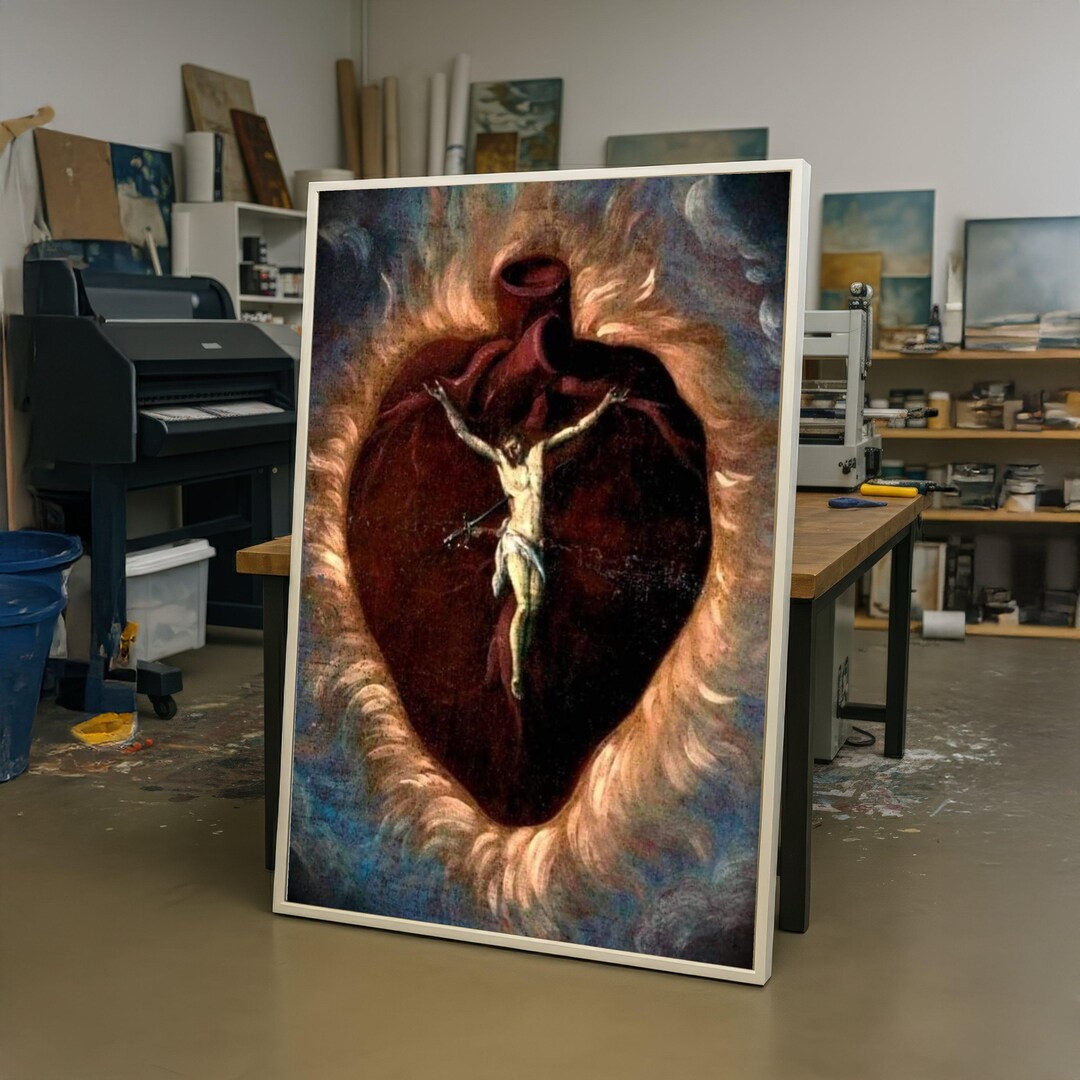 Sacred Heart of Jesus Canvas, Crucifixion Art, Religious Wall Decor ...