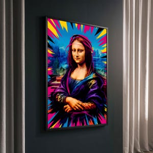 Vibrant Pop Art Mona Lisa Canvas Painting – Unique Modern Wall Art and Bold Gift for Art and Pop Culture Enthusiasts
