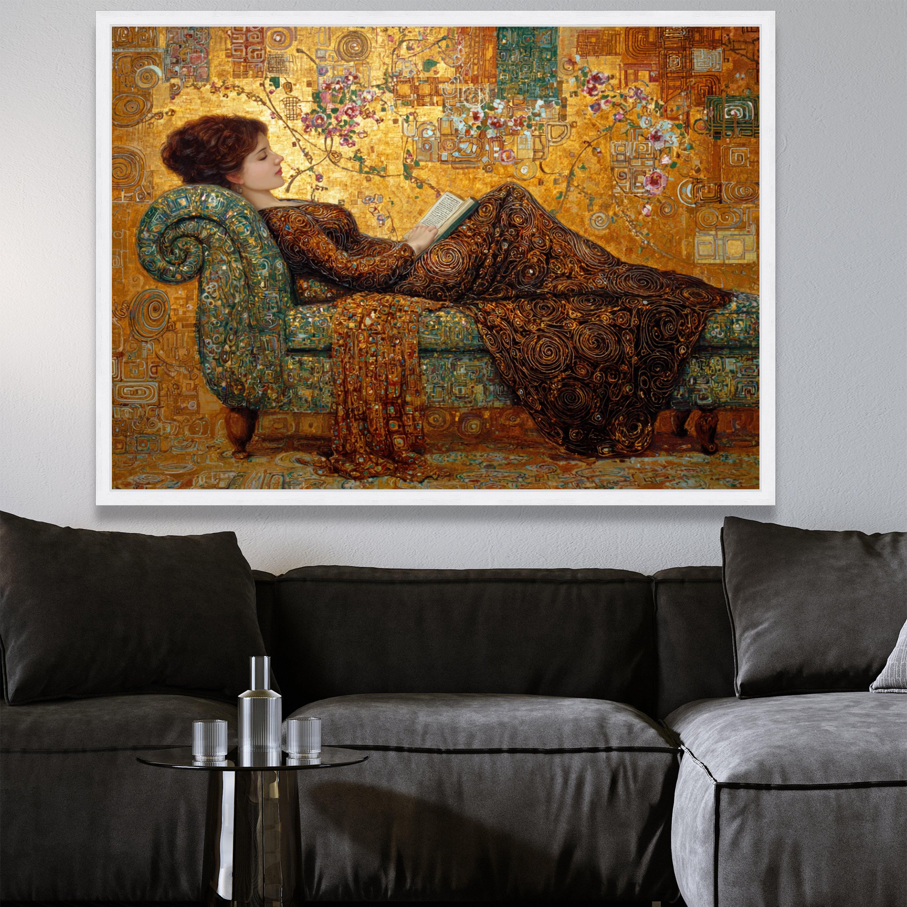 Gustav Klimt Reclining Woman Canvas, Art Nouveau Wall Art, Elegant ...