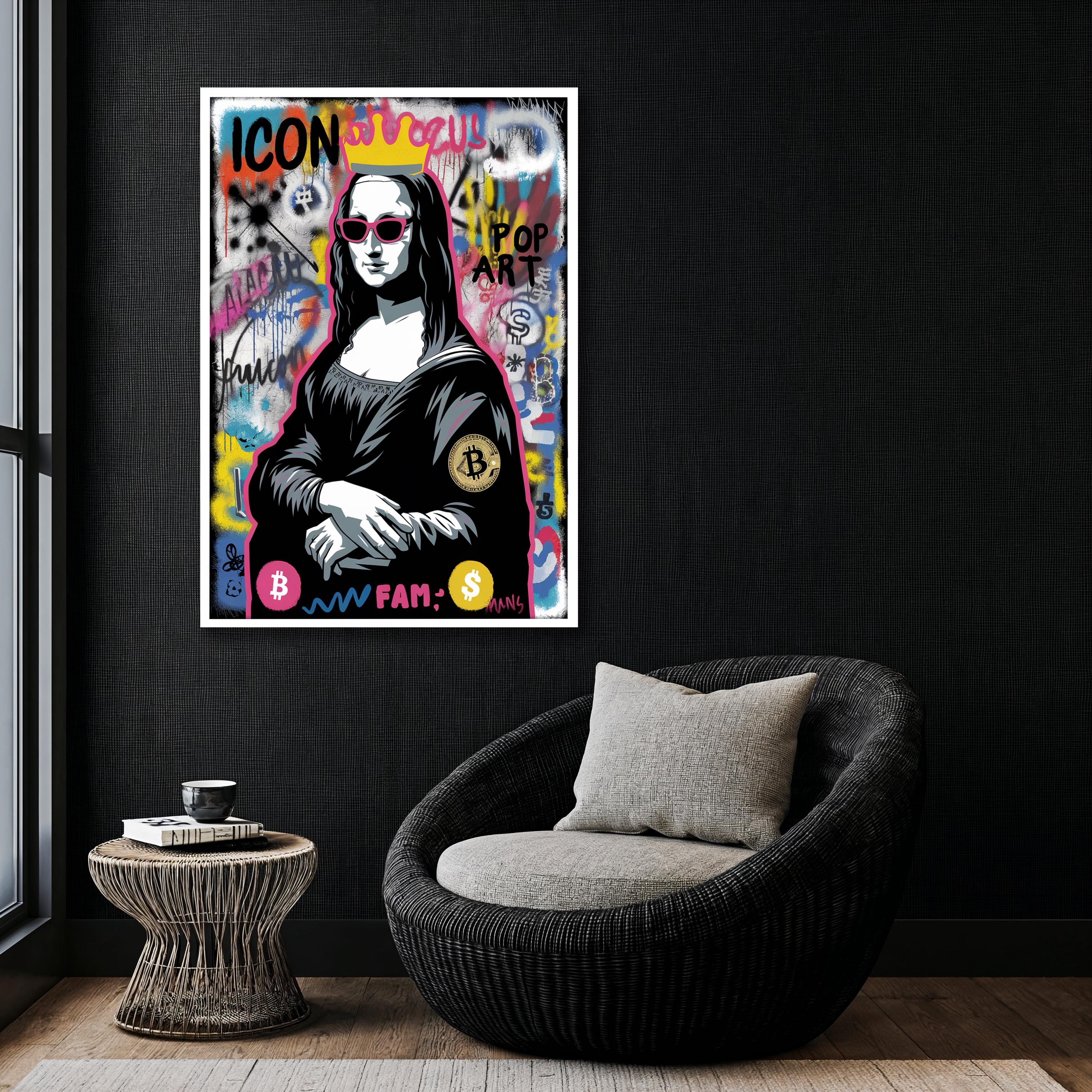 モナリザ ビットコイン ポップアート キャンバス絵画ギフト – モダンな室内装飾に最適な鮮やかなグラフィティ  ウォールアート。暗号通貨やアート愛好家へのギフトに最適 - Etsy 日本 《ドラゴンバッター様》モノトーン モナリザ パブミラー 《ポップアート》