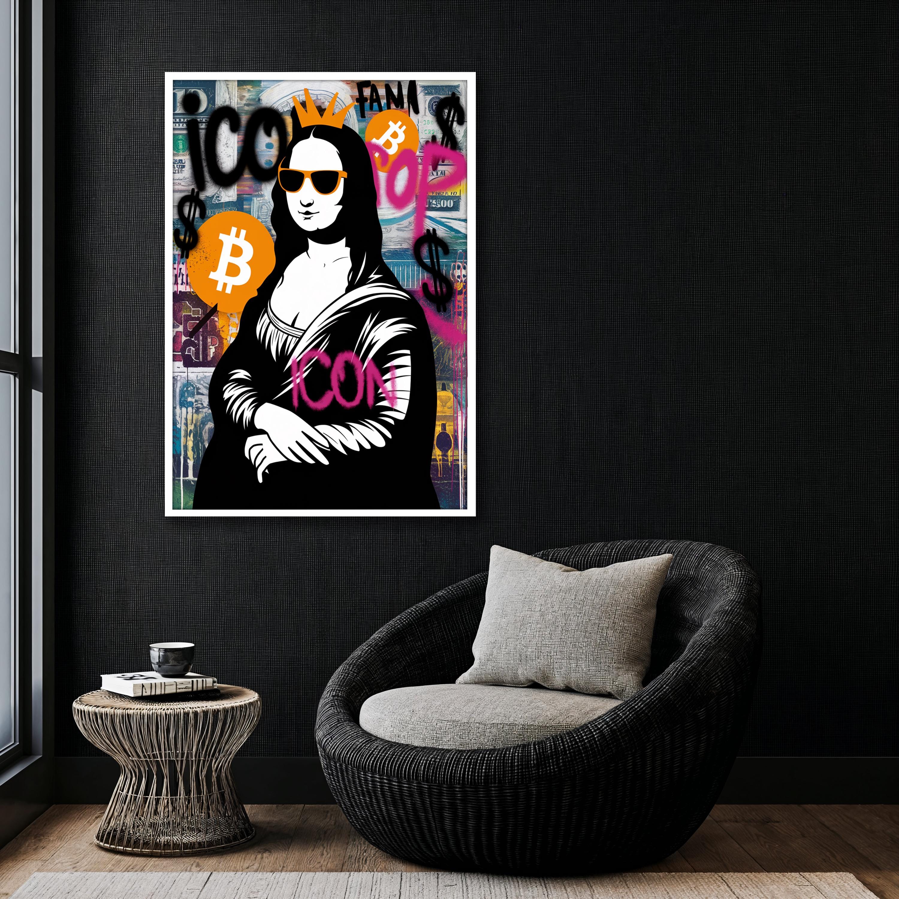 ビットコイン モナリザ ポップアート キャンバス絵画ギフト – 室内装飾