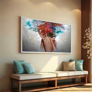 Passionate Embrace: Sensual Abstract Canvas Painting, Perfect Romantic Gift