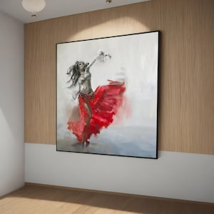 Dynamic Belly Dance - Vibrant Movement Canvas Painting - Stunning Art Gift for Dance Lovers