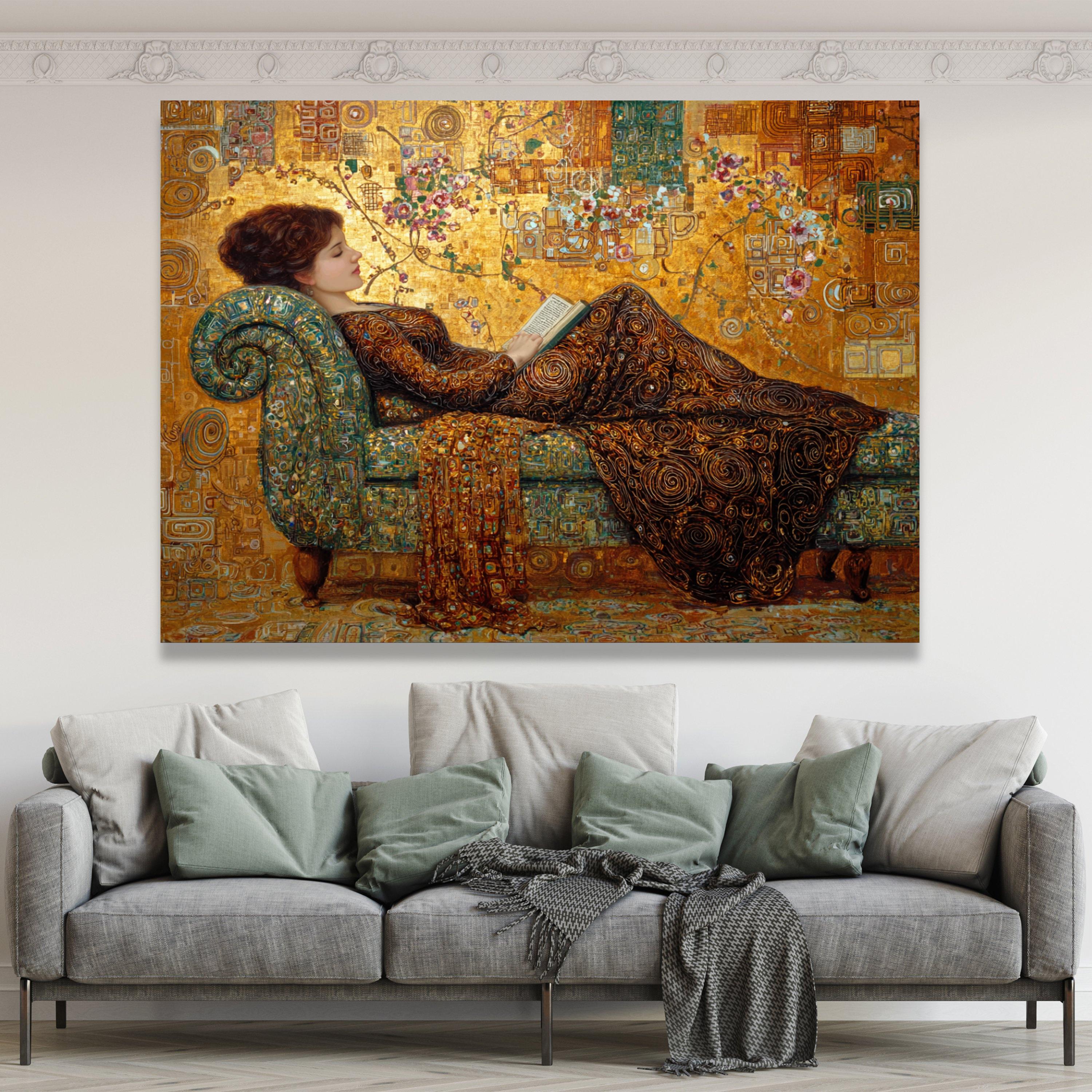 Gustav Klimt Reclining Woman Canvas, Art Nouveau Wall Art, Elegant ...