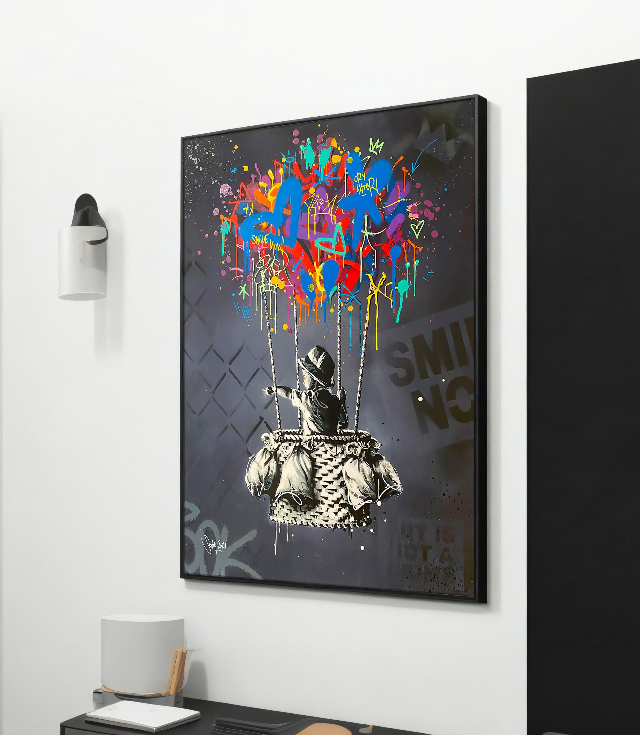Wall Clock Flying Balloon カリモク BANKSY Super Rare] Banksy Balloon Girl Karimoku X Sync X Medicom