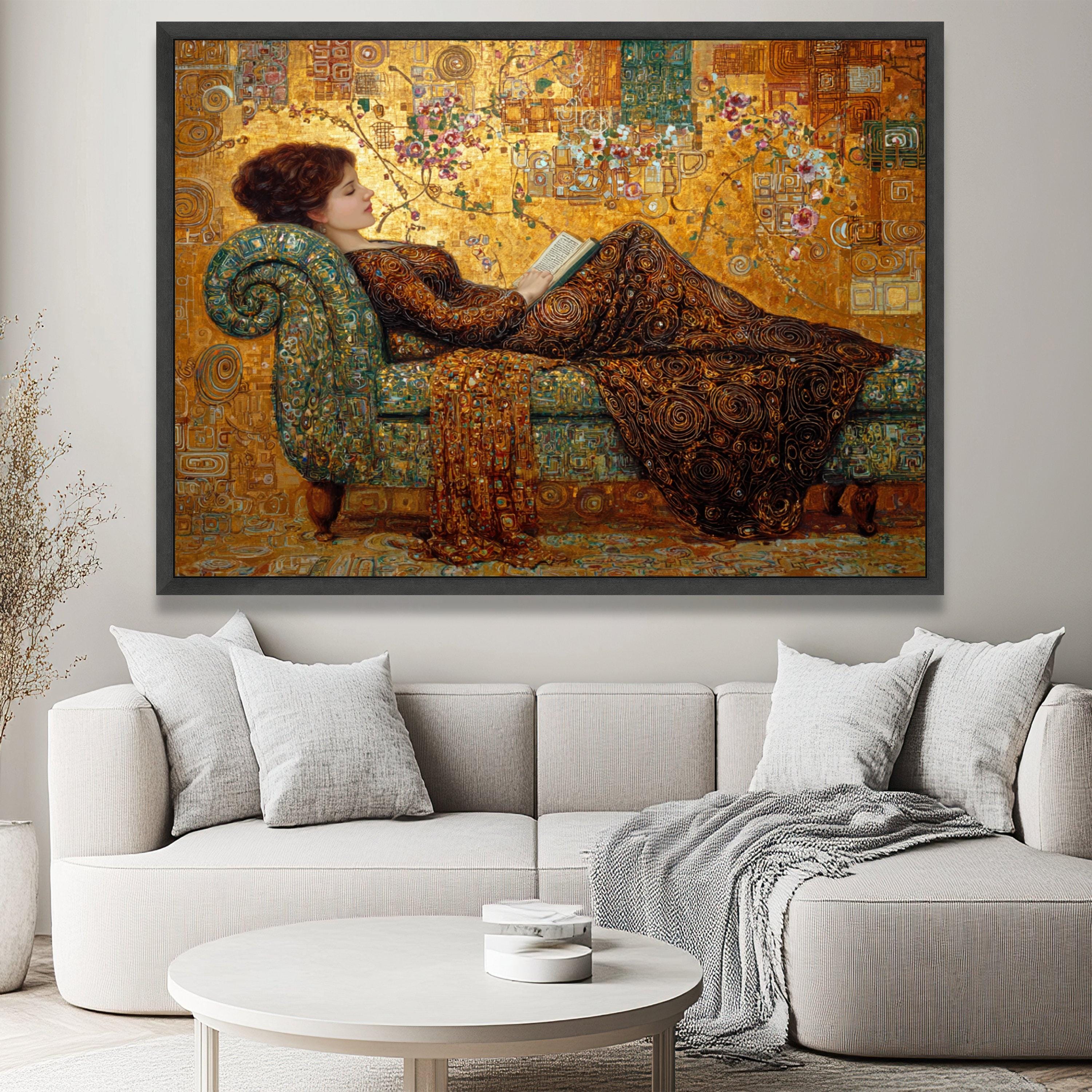 Gustav Klimt Reclining Woman Canvas, Art Nouveau Wall Art, Elegant ...