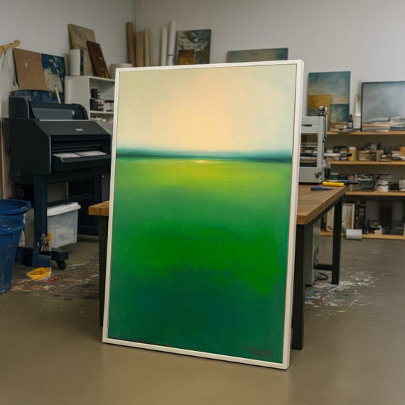 Mark Rothko Canvas Wall Art 481, Abstract Green Landscape Painting, Museum Quality Premium Canvas, Modern Home Decoration