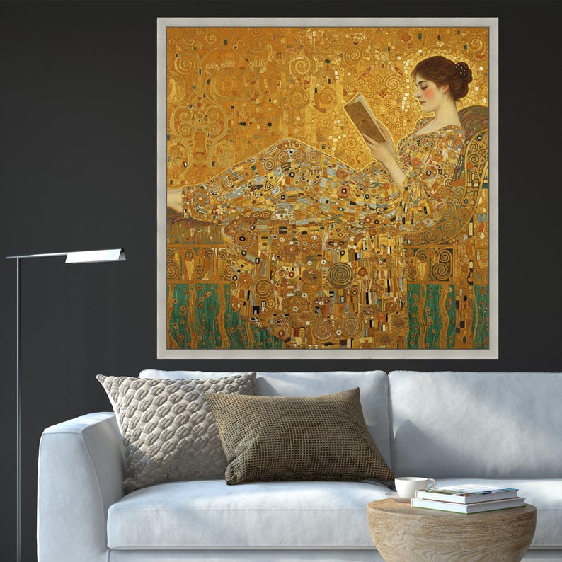 Gustav Klimt Reclining Woman Canvas, Art Nouveau Wall Art, Golden ...