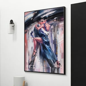 Passionate Tango Canvas Art - Romantic Modern Couple Dance Print for Wall Decor, Ideal Valentine&#39;s Day Gift