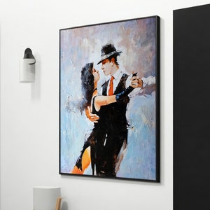 Rythme de l&#39;amour : toile romantique pour couple de danseurs, oeuvre d&#39;art murale élégante pour une décoration intérieure, cadeau parfait pour la Saint-Valentin