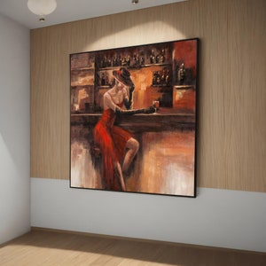 Elegant Lady in Red Canvas Painting Gift - Stunning Art for Contemporary Home Décor