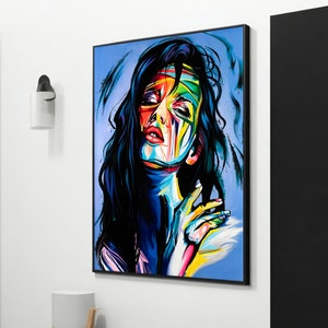 Dance of Colors: Pop Art Female Portrait, Sexy Modern Canvas Art, Chic Wall Decor, Unique Art Gift for Her