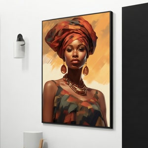 Pride and Symbol of Beauty: The Enchanting Splendor of the African Woman Painting, Ethnic Wall Decor, Unique Wall Art, Perfect Gift