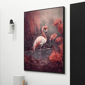 The Elegance of the Pink Dream - Flamingo Canvas Art for Chic Wall Decor, Perfect Animal Painting Gift