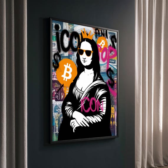 ビットコイン モナリザ ポップアート キャンバス絵画ギフト – 室内装飾