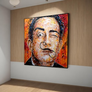 Vibrant Salvador Dalí Portrait Canvas Painting Gift - Stunning Art for Surrealism Lovers