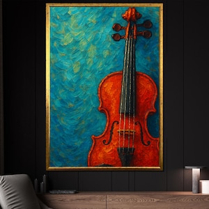 Violin Canvas Painting, Violin Print, Modern Home Decor, Colorful Classical Music Wall Art for Musicians and Art Lovers, Elegant Art Gift