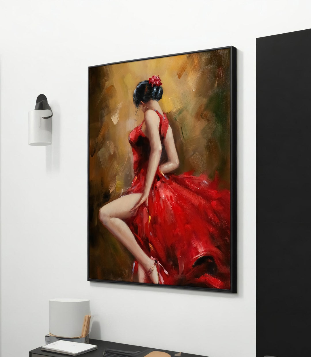 Woman in Red Dress Canvas Art, Fiery Red Elegance, Modern Wall Decor ...