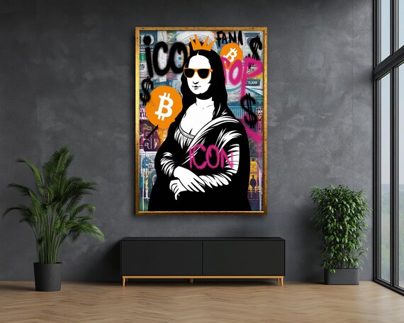 ビットコイン モナリザ ポップアート キャンバス絵画ギフト – 室内装飾