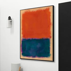 Red Navy Blue Mix Mark Rothko Painting, Modern Minimalist Canvas Art, Chic Wall Decor, Unique Housewarming Gift