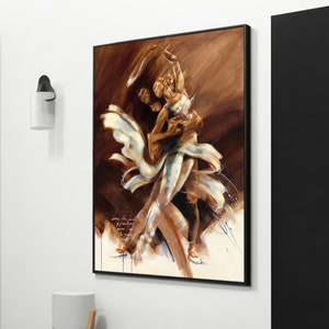 Rhythm of Emotions: Dancing Couple - Romantic Canvas Wall Art for Valentine&#39;s Day Decor