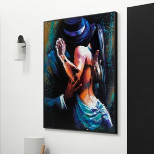 Passion and Rhythm: Modern Dancer Couple Canvas Print - Romantic Wall Art for Valentine&#39;s Day Decor
