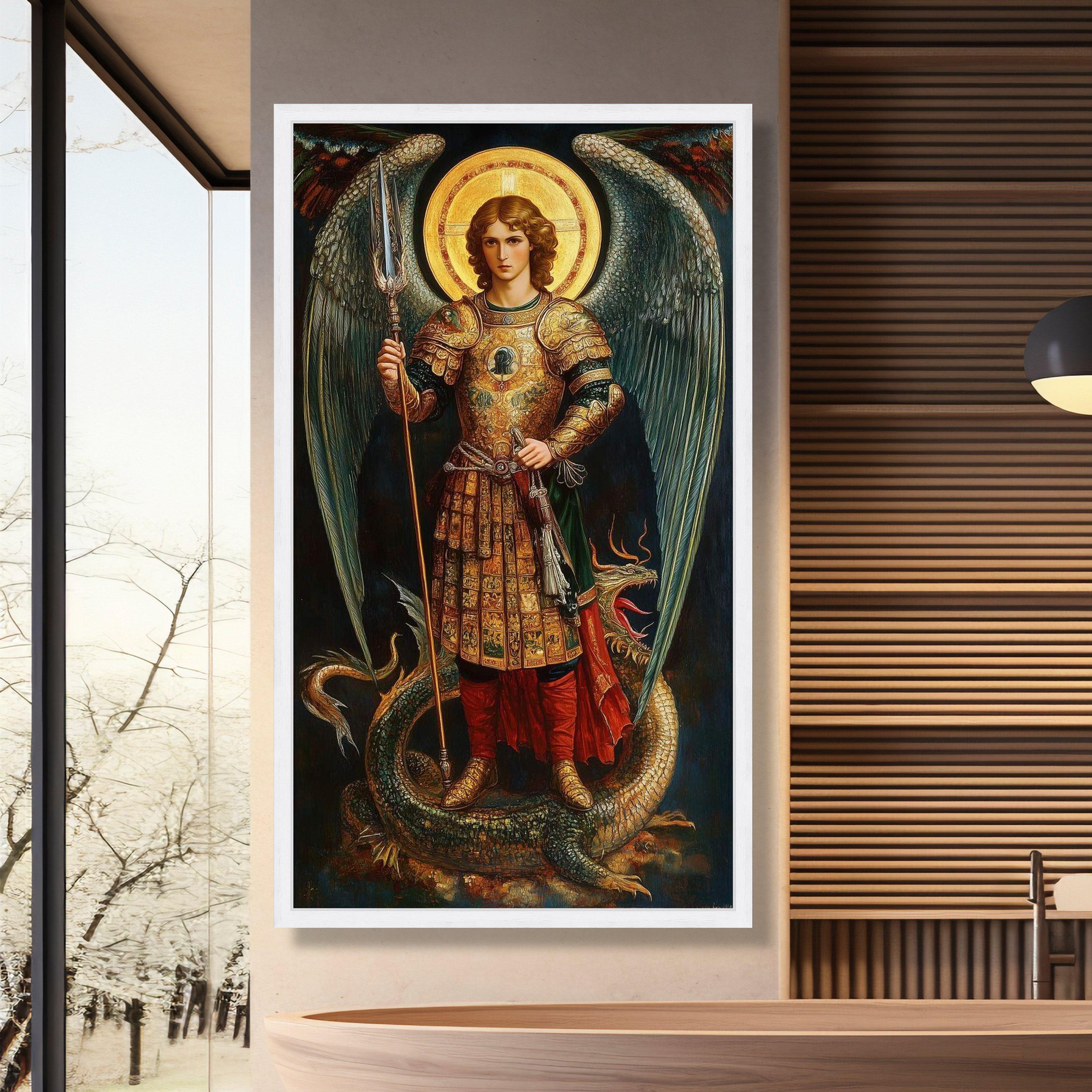 Saint Michael the Archangel Canvas, Angelic Warrior Wall Art, Religious ...
