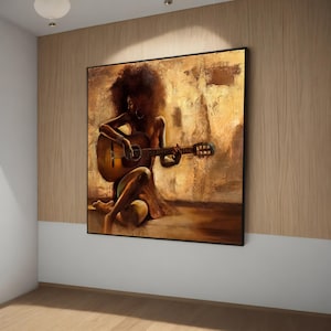 Guitar Melody - Expressive Musician Canvas Painting - Unique Art Gift for Music Lovers