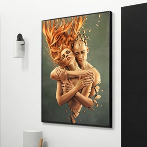Bound by Love: Romantic Embrace Canvas Painting Gift