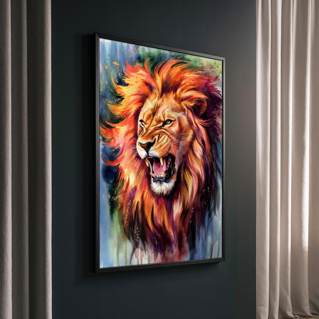 Roaring Lion Canvas Painting Gift – Bold and Vibrant Wildlife Wall Art ...