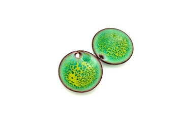 Enamel Poppy Charms, Handmade Copper Jewelry Earring Beads