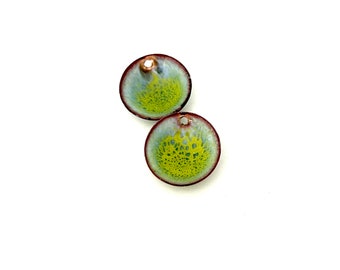 Enamel Poppy Charms, Handmade Copper Jewelry Earring Beads