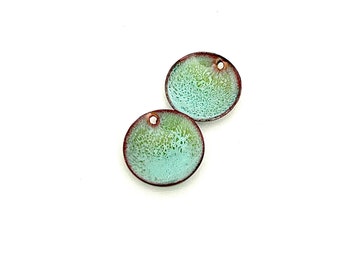 Enamel Poppy Charms, Handmade Copper Jewelry Earring Beads