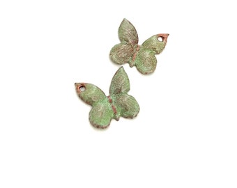 Artisan Enamel Earring Charms, Handmade Copper Jewelry Butterfly Beads