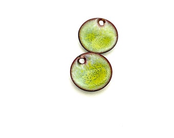 Enamel Poppy Charms, Handmade Copper Jewelry Earring Beads