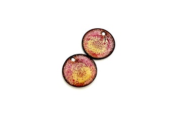 RESERVED FOR CJ - Enamel Poppy Charms, Handmade Copper Jewelry Earring Beads