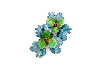 Enameled Copper, Jewelry Components, Handmade Flower Earring Charms