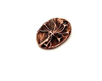 Artisan Copper Charm Pendant / Handmade Solid Flower Bead